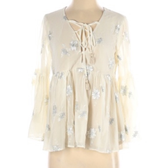 Show Me Your MuMu Tops - Show Me Your Mumu Pheasant Blouse with Bell Sleeve